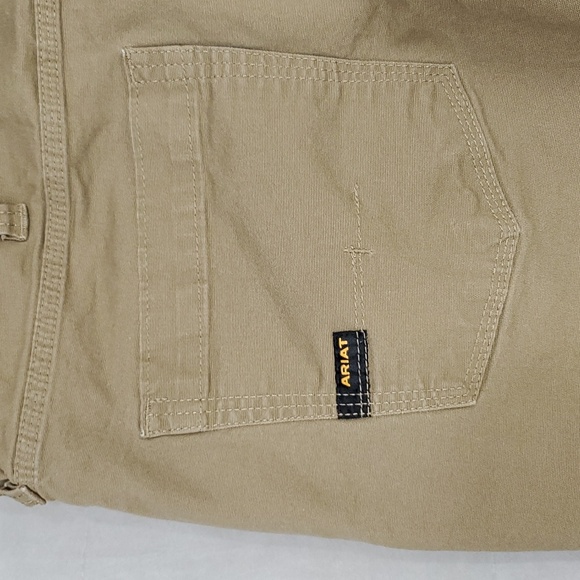 Ariat Rebar M4 pants men's 42 ×30L  field khaki  relaxed straight leg made tough - Picture 3 of 16